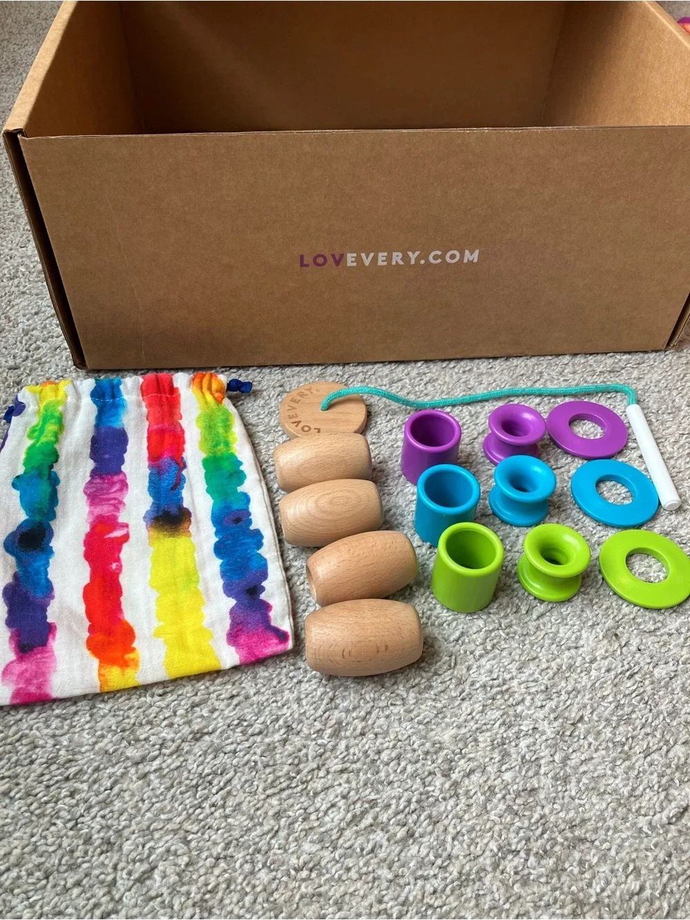 Lovevery Threadable Bead Toy With Bag - Complete! - Adventure Playkit